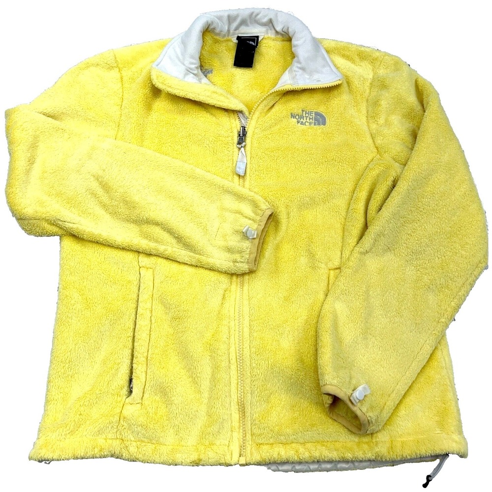 North Face Jacket Women Medium Yellow Fleece‎ Interchange Layer Soft Fuzzy STAIN